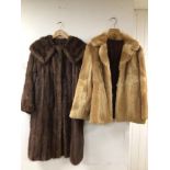 A MINK FUR COAT WITH A RABBIT FUR JACKET SIZE 14, UK P&P £20