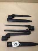 THREE BAYONETS TWO FOR STEN GUN WITH ONE OTHER, UK P&P £15