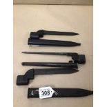 THREE BAYONETS TWO FOR STEN GUN WITH ONE OTHER, UK P&P £15