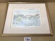 A SIGNED FRAMED AND GLAZED PRINT OF ROTTINGDEAN, SUSSEX BY PATRICIA HALL (LIMITED EDITION 397/850)