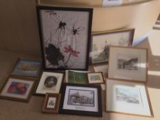 A QUANTITY OF PICTURES AND PRINTS, INCLUDES WATERCOLOURS