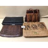 FOUR VINTAGE SNAKESKIN CLUTCH AND HANDBAGS