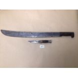 A WW2 US LEGITIMUS COLLINS AND CO NO128 MACHETE OR BUSH KNIFE, WITH A VINTAGE DAGGER, UK P&P £15