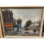 A FRAMED OIL ON BOARD FRENCH STREET SCENE SIGNED VALLI 53CM X 43CM