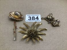 THREE VINTAGE BROOCHES, BOUCHER (82208), GROSSE OF GERMANY AND EMMONS