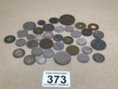 MIXED USED COINAGE INCLUDING SILVER