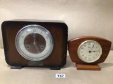 TWO VINTAGE MANTLE CLOCKS, BETIMINA AND WOODFORD