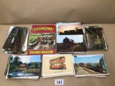 A QUANTITY OF TRAIN RELATED POSTCARDS, UK P&P £15