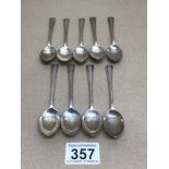 A QUANTITY OF NINE EDWARDIAN HALLMARKED SILVER TEA SPOONS BY ROBERTS AND BELK LTD, 161G £15 P/P