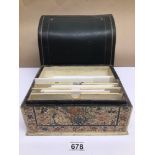 TWO LETTER DESK HOLDERS LEATHER AND PAPER MACHE, UK P&P £15