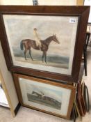 TWO 19TH CENTURY FRAMED AND GLAZED HORSE AND JOCKEY PRINTS (REFRACTION AND BLUE BONNET) LARGEST 68 X