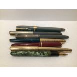 A QUANTITY OF MAINLY PARKER PENS, 14K GOLD FILLED, STERLING SILVER, UK P&P £15