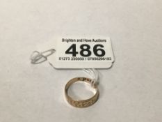 A HALLMARKED 9CT GOLD MIZPAH RING BIRMINGHAM 1878 SIZE P LETTERING WORN, HAS BEEN RESIZED, UK P&P £