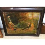 AN EARLY OIL ON CANVAS OF AN AMERICAN SOLIDER SIGNED J BASERD FRAMED A/F 80 X 67CM