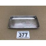 A HALLMARKED SILVER RECTANGULAR ENGINE TURNED PIN TRAY BY CHARLES PERRY AND CO 1913 10.5CM 38 GRAMS