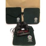 THREE GREEN WIMBLEDON TENNIS CUSHIONS, 2003/4 WITH A PAIR OF HALINA 10 X 50 BINOCULARS, UK P&P £20