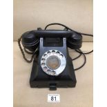A 1950'S BAKELITE GPO BLACK TELEPHONE (332L), UK P&P £15