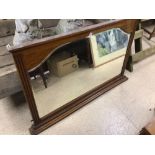 AN EARLY 20TH CENTURY WOODEN OVERMANTLE MIRROR 130 X 86 CM