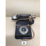 A CIRCA 1930'S WALL MOUNTED TELEPHONE (SWEDISH) BD370 DAMAGE TO MOUTHPIECE, UK P&P £15