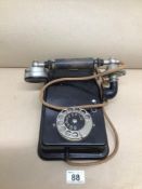 A CIRCA 1930'S WALL MOUNTED TELEPHONE (SWEDISH) BD370 DAMAGE TO MOUTHPIECE, UK P&P £15