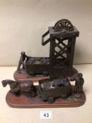 TWO VINTAGE BRASS MINING RELATED MODELS, UK P&P £15