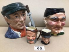 FOUR TOBY JUGS ONE MUSICAL, INCLUDES LITTLE MESTER MUSEUM PIECE (1075), UK P&P £15