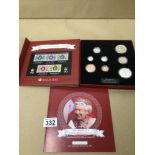 HER MAJESTY'S 90 GLORIOUS YEARS COMMEMORATIVE COIN AND STAMP SET, UK P&P £15