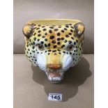 A CERAMIC PLANTER MODELLED AS A LEOPARD DIAMETER 20CM