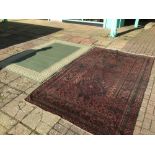 TWO VINTAGE RUGS 231 X159 (GREEN) 283 X 174 (RED)