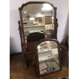 TWO EARLY 19TH CENTURY MIRRORS LARGEST SWING MIRROR 80 X 60CM