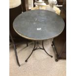 A ROUND METAL GARDEN TABLE 55 X 72CM