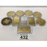 A QUANTITY OF REPRODUCTION GOLD AND SILVER METAL BARS AND COINS, UK P&P £15