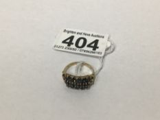 A MARKED 375 9CT GOLD RING WITH 15 SAPPHIRE'S SET IN GOLD SIZE N