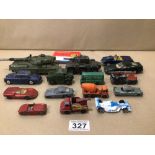 A MIXED COLLECTION OF DIE-CAST TOYS, DINKY, LESNEY AND CORGI, UK P&P £15