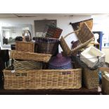 A LARGE COLLECTION OF MAINLY WICKER BASKETS
