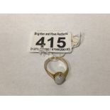 A 9CT GOLD MARKED RING WITH AN OPAL STONE, UK P&P £15
