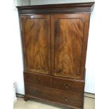 A FLAME MAHOGANY 19TH CENTURY LINEN PRESS 192 X 125CM