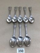 A SET OF EIGHT GEORGIAN HALLMARKED BRIGHT CUT SILVER TABLE SPOONS 520G £15 P/P