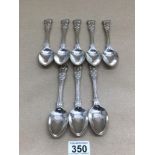 A SET OF EIGHT GEORGIAN HALLMARKED BRIGHT CUT SILVER TABLE SPOONS 520G £15 P/P