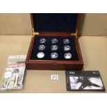 A ROYAL MINT HISTORY OF THE ROYAL AIR FORCE £5 SILVER PROOF COIN SET OF 18 WITH ENAMEL DETAILING