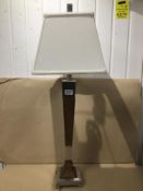 A MODERN CHROME AND LEATHER TABLE LAMP 90CM