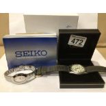 A GENTS SEIKO WATCH WITH INDIES TISSOT EXAMPLE, UK P&P £15