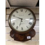 A VICTORIAN MAHOGANY SINGLE FUSEE WALL CLOCK WITH PENDULUM, W BIRCH ODIHAM