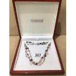 A BOXED VINTAGE 925 SILVER NECKLACE WITH SEMI-PRECIOUS STONES, UK P&P £15