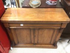 A VICTORIAN WOODEN CUPBOARD WITH DRAWER AND FRONT DETAIL 105 X 40 X 83CM