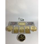 A QUANTITY OF REPRODUCTION GOLD AND SILVER METAL BARS AND COINS, UK P&P £15