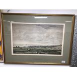 A FRAMED AND GLAZED VIEW OF BRIGHTHELMSTON 1765 COLOURED ENGRAVING (JAMES LAMBERT 1877) 76 X 57CM