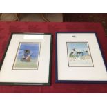 TWO FRAMED AND GLAZED SIGNED LITHOGRAPHS MAXINE NOEL AND CECIL YOUNGFOX 38 X 30CM