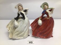 A PAIR OF ROYAL DOULTON FIGURINES 'AUTUMN BREEZES' (HN1934 AND HN2147), LARGEST APPROX 20CM