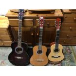 FOUR ACOUSTIC GUITARS AND CASES INCLUDES FRESHMAN AND MORE